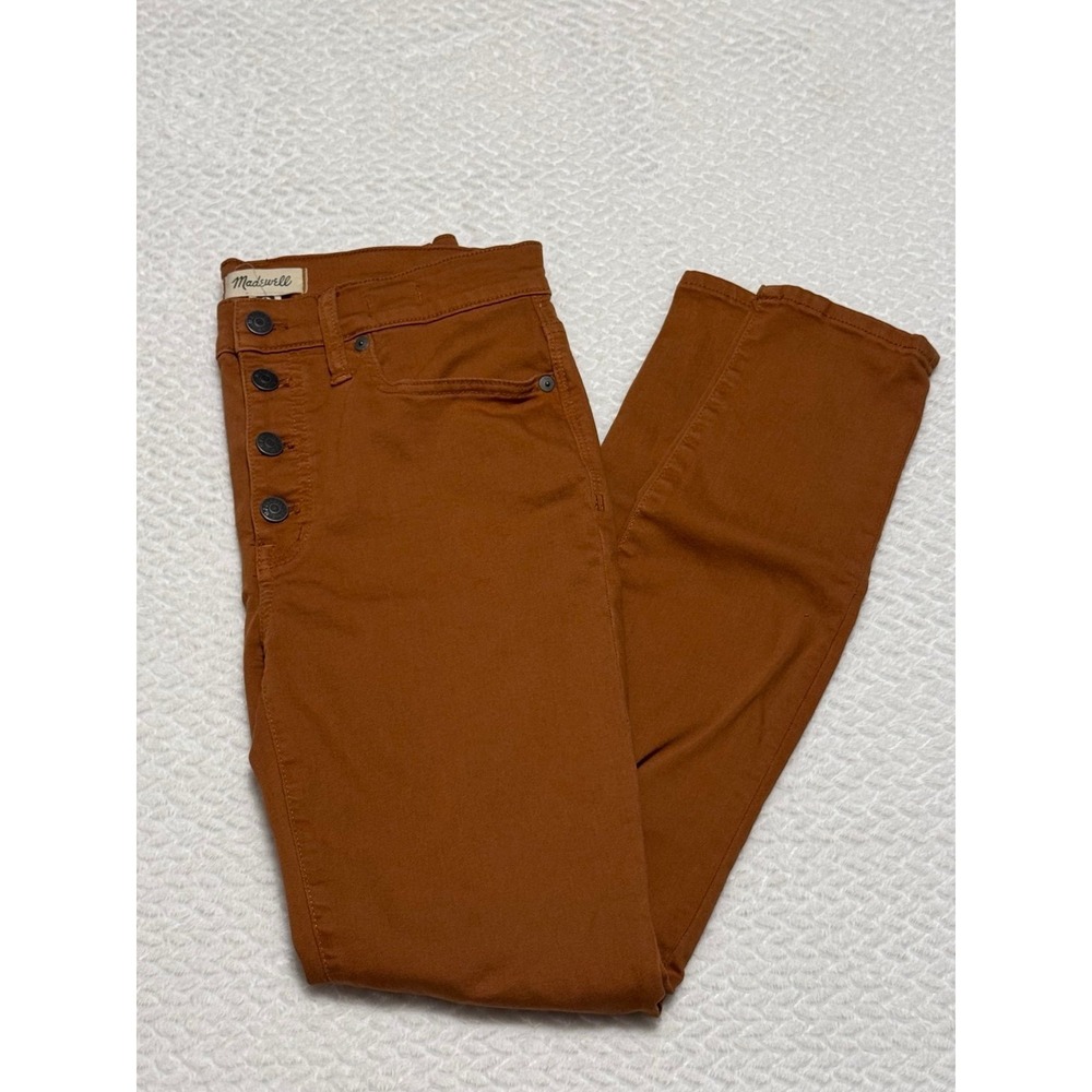 Madewell 9" Mid-Rise skinny jeans Burnt orange 27 pants front button